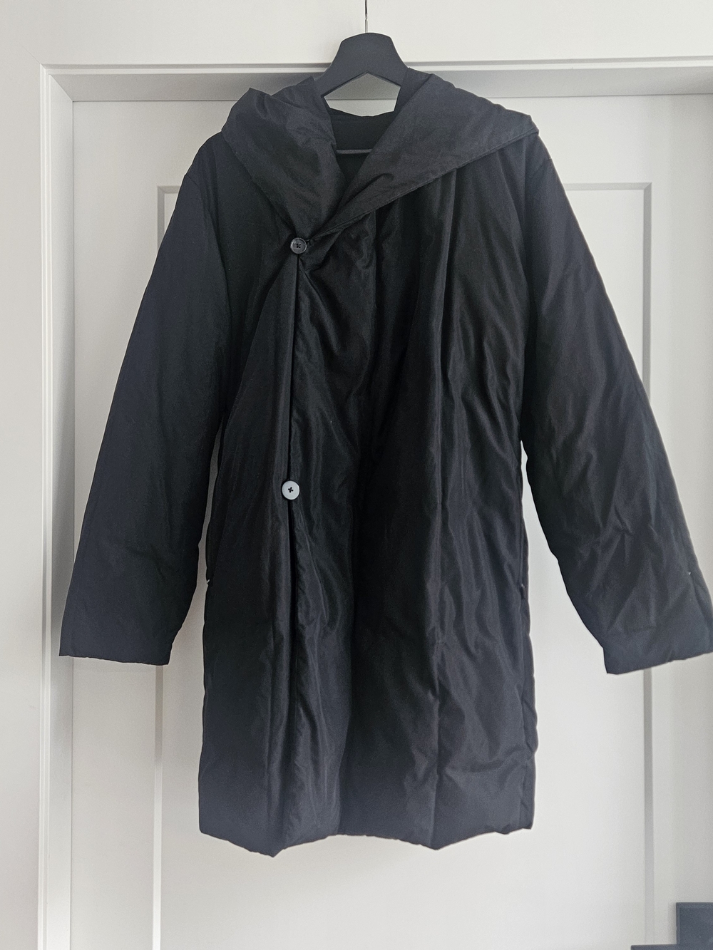 MaxMara Black Hooded Down Filled Puffer Coat Sz 6 Vintage